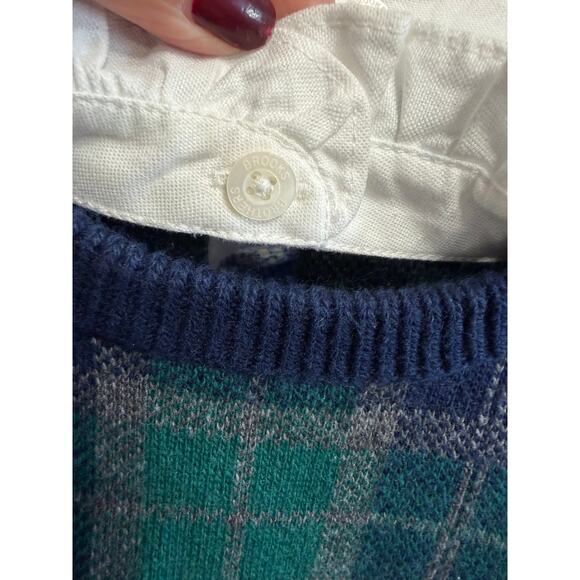 Brooks Brothers Sweater Women's M Green Blue Tartan Plaid Removable Collar - Picture 13 of 15